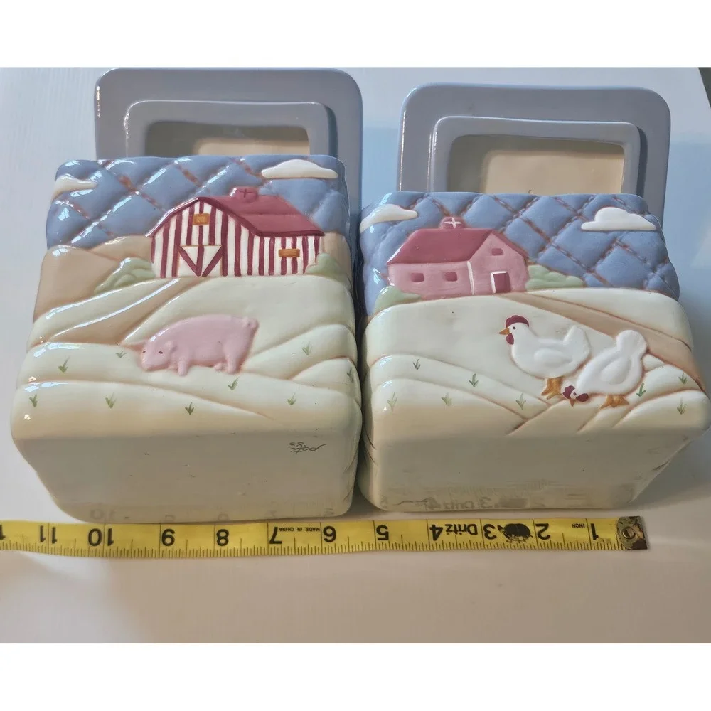 Vintage Farmhouse Chicken-pig House Ceramic Canister – Rustic Country‎ Style